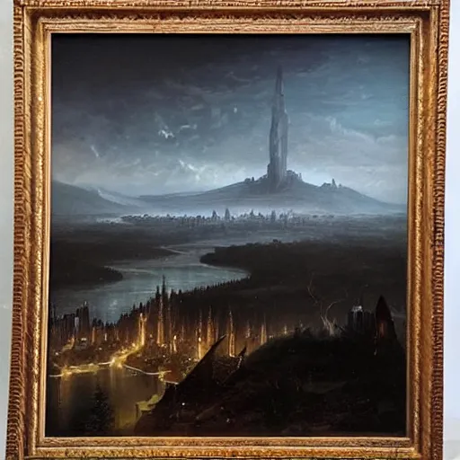 Image similar to irithyll of the boreal valley from dark souls 3, beautiful extremely detailed landscape oil on canvas in the style of 1 9 th century hudson river school of art