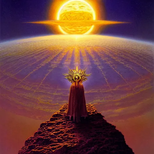 Image similar to The Sun King, by James C. Christensen and Michael Whelan and Bruce Pennington