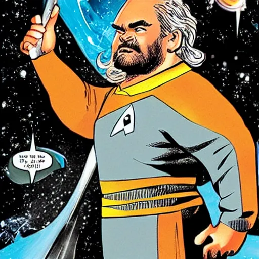 Image similar to jack black as a character in star trek tos, comicbook