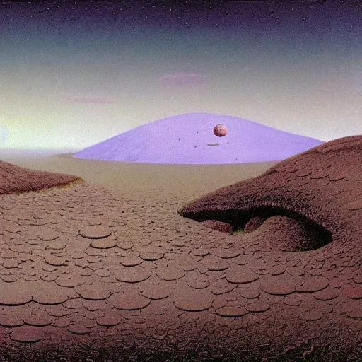 Prompt: a landscape on the moon with many craters, barren moon landscape, in a big crater at the center there is a beautiful flowering garden, 8 k, lowbrow in the style of martin johnson heade, roger dean, mark ryden and daniel merriam,