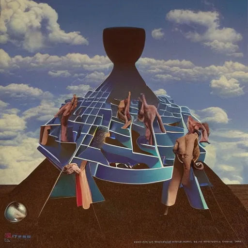 Image similar to surrealist album cover art by storm Thorgerson, 1978