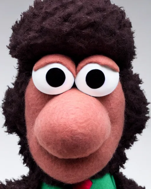 Image similar to joel miller as a muppet. highly detailed felt. hyper real photo. 4 k.