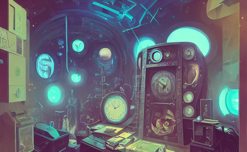 Image similar to Inside a time machine by Petros Afshar and Beeple, James Gilleard, Mark Ryden, Wolfgang Lettl highly detailed