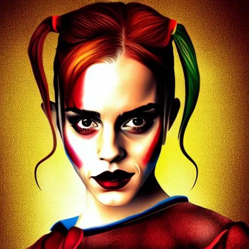 Image similar to emma watson harley quinn digital art