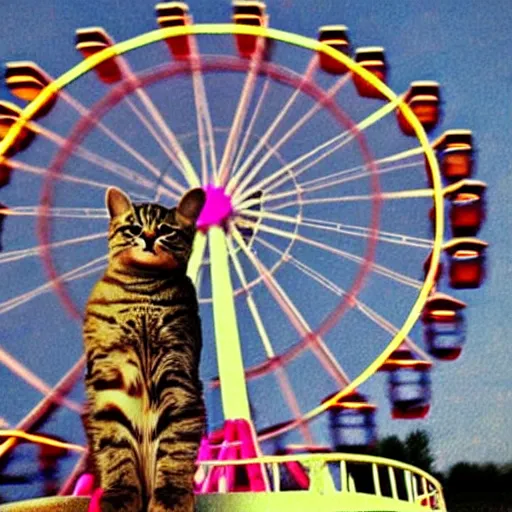 Image similar to !! cat!!, ferris wheel, feline, award winning photo