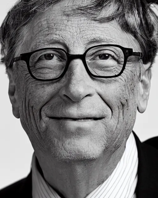 Prompt: portrait photograph of bill gates, by annie leibovitz, highly detailed, dslr photography