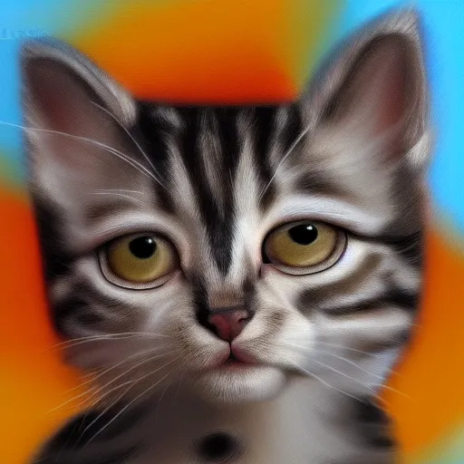 Prompt: photorealism of a muscular kitten, digital painting, strong