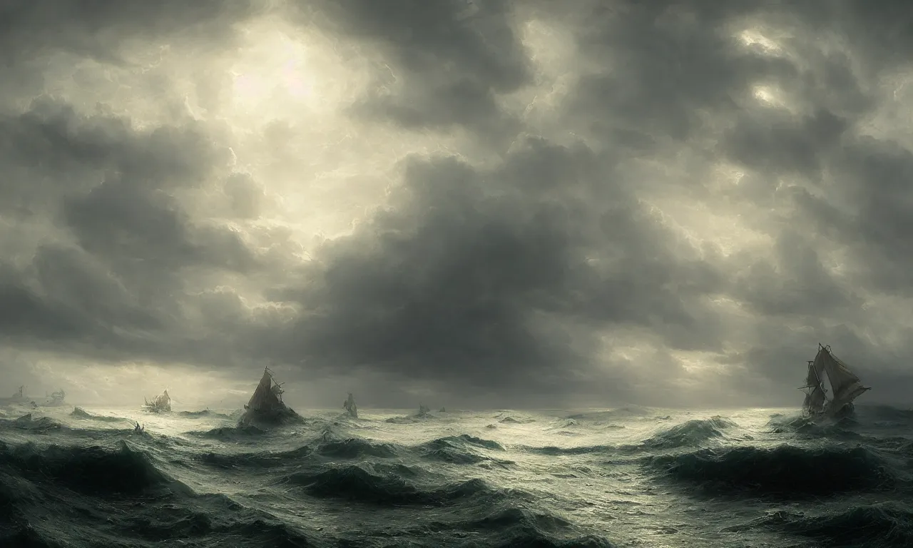 Image similar to the wretched sea gale. andreas achenbach, artgerm, mikko lagerstedt, wlop, zack snyder, tokujin yoshioka