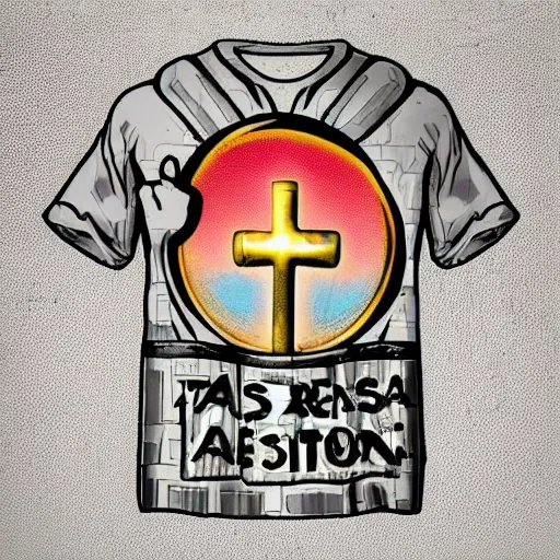 Image similar to “a t shirt design involving Christian religion and Jesus”