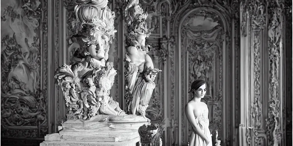 Image similar to Emma Watson portrait Palace of Versailles canon 5d mk4