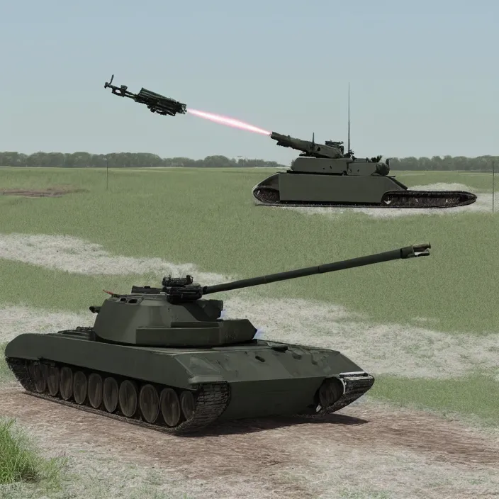 Image similar to t - 9 0 m firing at t 7 2 b 3 m photo realistic