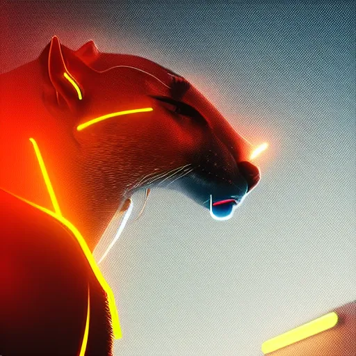 Prompt: profile shot of a neon electric cheetah, city lights, strong bokeh, dramatic, cinematic, high contrast, octane render, unreal engine, 4k