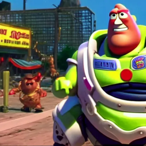 Image similar to screen capture of roadhog in toy story (1995)