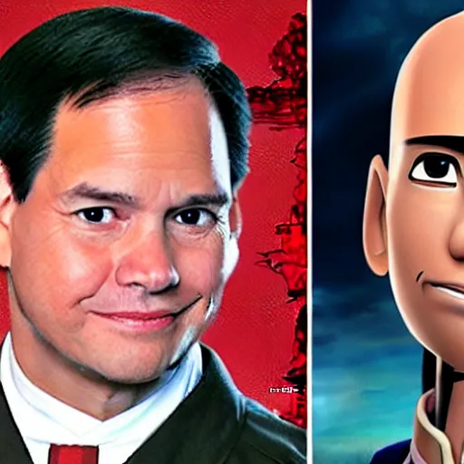 Image similar to Marco Rubio in Avatar: the last airbender, designed by Ted Nasmith