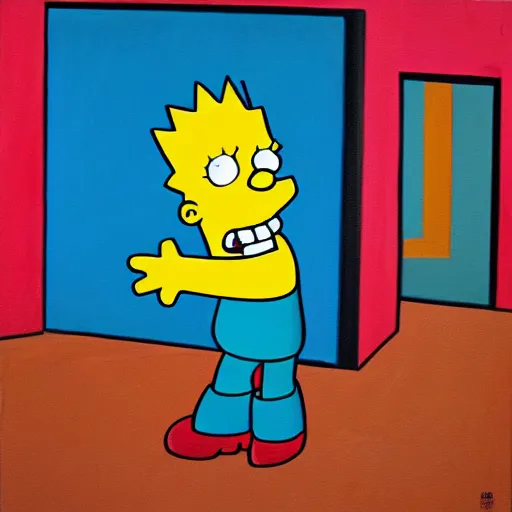 Prompt: Bart Simpson trapped in a Pablo Amaringo painting