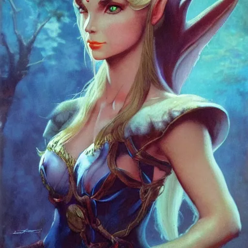 Prompt: elven princess character portrait by frank frazetta, fantasy, dungeons & dragons, sharp focus, beautiful, artstation contest winner, detailed