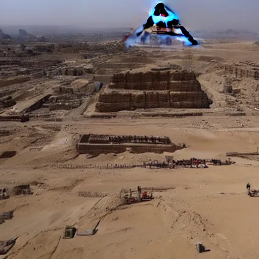 Image similar to construction of the Giza pyramids circa 2000 B.c