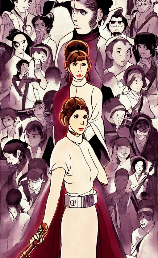 Prompt: Princess Leia, dramatic lighting, anime, style of Satoshi Kon,