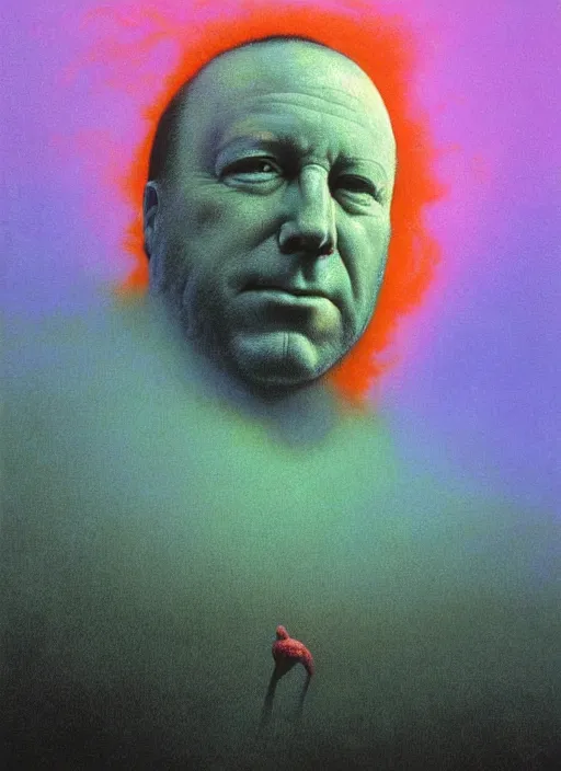 Image similar to alex jones by zdzislaw beksinski and lisa frank