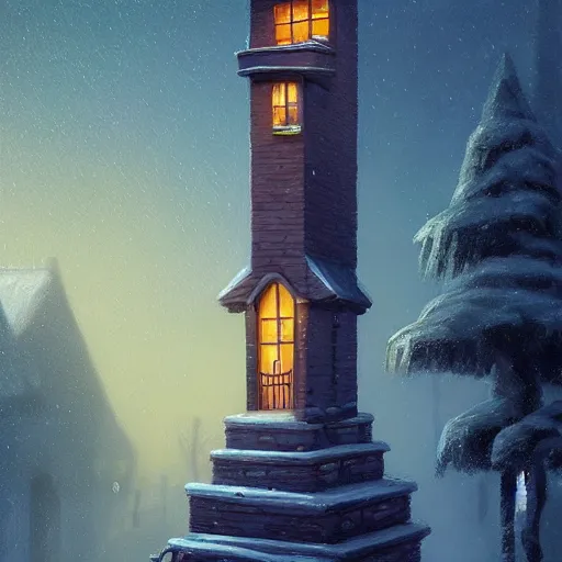 Image similar to a house chimney, magical atmosphere, trending on artstation, 30mm, by Evgeny Lushpin trending on ArtStation, deviantart, high detail, stylized portrait