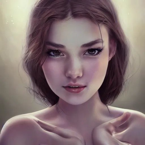 Image similar to a giddy gorgeous female, photo, professionally retouched, soft lighting, wearing sundress, illuminated by moonlight, realistic, smooth face, goddess, luscious lips, perfect eyes, wide angle, sharp focus on eyes, 8 k high definition, insanely detailed, intricate, elegant, art by artgerm and wlop