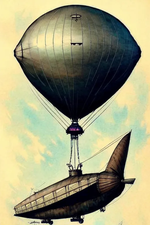 Prompt: (((((1950s steampunk airship blimp dirigible . muted colors.))))) by Jean-Baptiste Monge !!!!!!!!!!!!!!!!!!!!!!!!!!!