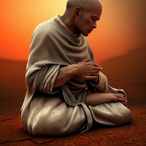 Image similar to the praying monk, trending on artstation, high detailed, 8 k