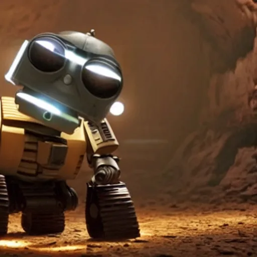 Prompt: photograph of wall - e wielding a lightsaber, hd