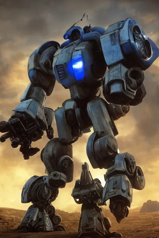 Image similar to mechwarrior 5 : mercenaries mech megaman transformer robot boss tank engine game octane render, on steriods, very ripped 4 k, hd 2 0 2 2 3 d cgi rtx hdr style chrome reflexion glow fanart, global illumination ray tracing hdr fanart arstation by ian pesty by jesper ejsing pixar and disney unreal zbrush central hardmesh