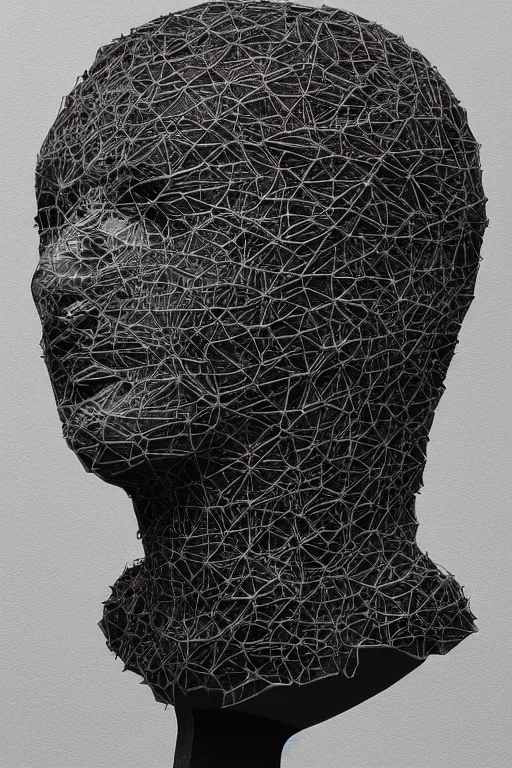 Prompt: geometric biological structure made of skin and hair, intricate, elegant, highly detailed, hyper - realist sculpture