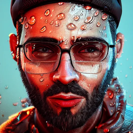 Image similar to cartoon portrait made out of rain, realistic, highly detailed, neon, rendered in octane, unreal engine, beautiful, trending on artstation, emotional