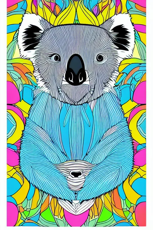 Image similar to minimalist boho style art of a colorful koala, illustration, vector art