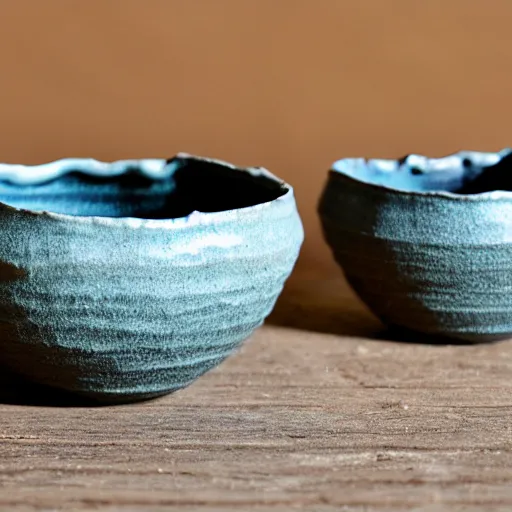 Image similar to raku pottery of a cup that looks like a bowl, ultra high quality model