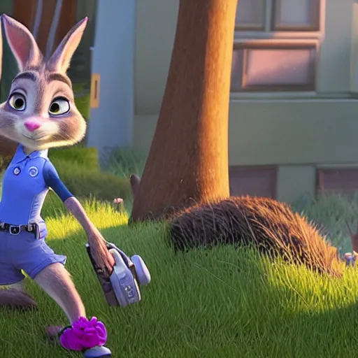 Image similar to judy hopps of zootopia controls the drone