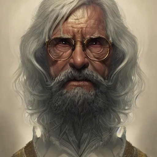 Image similar to elderly magical professor, wise, powerful, highly detailed, d & d, fantasy, portrait, highly detailed, headshot, digital painting, trending on artstation, concept art, sharp focus, illustration, art by artgerm and greg rutkowski and magali villeneuve