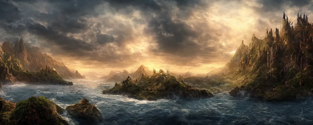 Image similar to A dream fantasy landscape, highly detailed, hyper realistic, 4k, cinematic