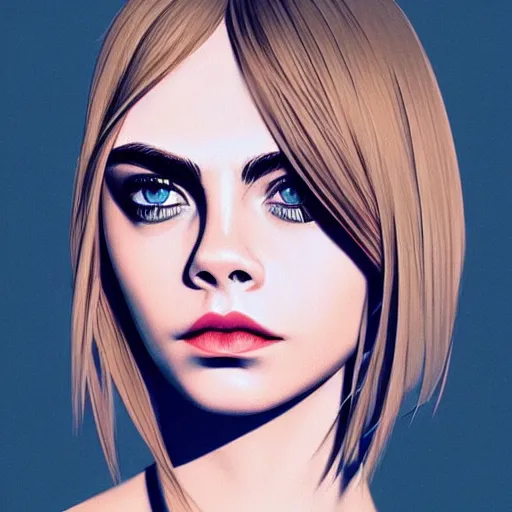 Image similar to highly detailed portrait of cara delevingne by ilya kuvshinov