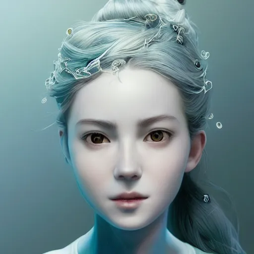 Prompt: the portrait of a blueberry that resembles an absurdly beautiful, graceful, elegant, sophisticated pale irene girl, an ultrafine hyperdetailed illustration by kim jung gi, irakli nadar, intricate linework, bright colors, octopath traveler, final fantasy, unreal engine 5 highly rendered, global illumination, radiant light, detailed and intricate environment