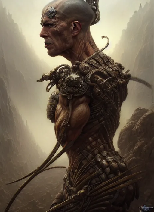 Prompt: portrait shot of muscular warrior in a scenic dystopian environment, intricate, elegant, highly detailed, centered, digital painting, artstation, concept art, smooth, sharp focus, illustration, artgerm, tomasz alen kopera, peter mohrbacher, donato giancola, joseph christian leyendecker, wlop, boris vallejo