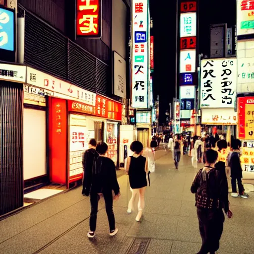 Image similar to late night wandering in tokyo, neon, nighttime