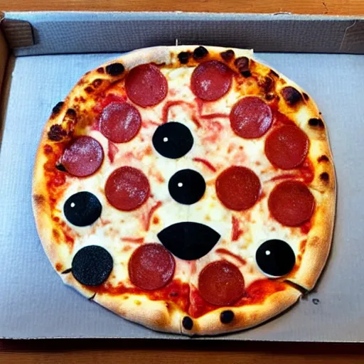 Image similar to pizza with eyes