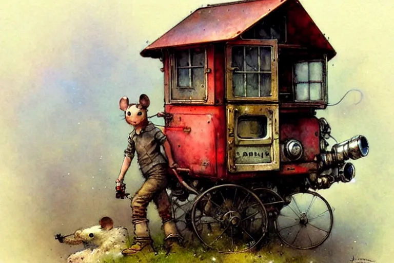 Prompt: adventurer ( ( ( ( ( 1 9 5 0 s retro future robot mouse jukebox wagon house. muted colors. ) ) ) ) ) by jean baptiste monge!!!!!!!!!!!!!!!!!!!!!!!!! chrome red