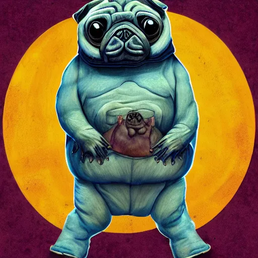 Image similar to A tardigrade with the eyes and mouth of a pug, national geographic-file-photograph, paywall-content, premium-award-winning, trending on artstation