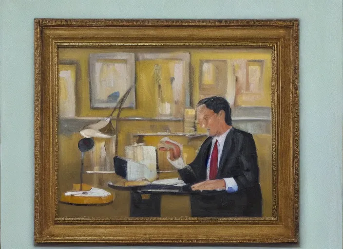 Image similar to business money oil painting