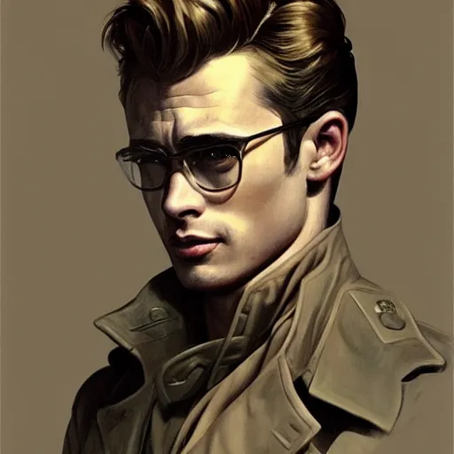 Prompt: james dean as a soldier intricate, elegant, highly detailed, digital painting, artstation, concept art, smooth, sharp focus, illustration, art by artgerm and greg rutkowski and alphonse mucha and william - adolphe bouguereau