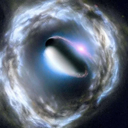 Prompt: “ a photorealistic picture of a black hole taken by the hubble telescope ”