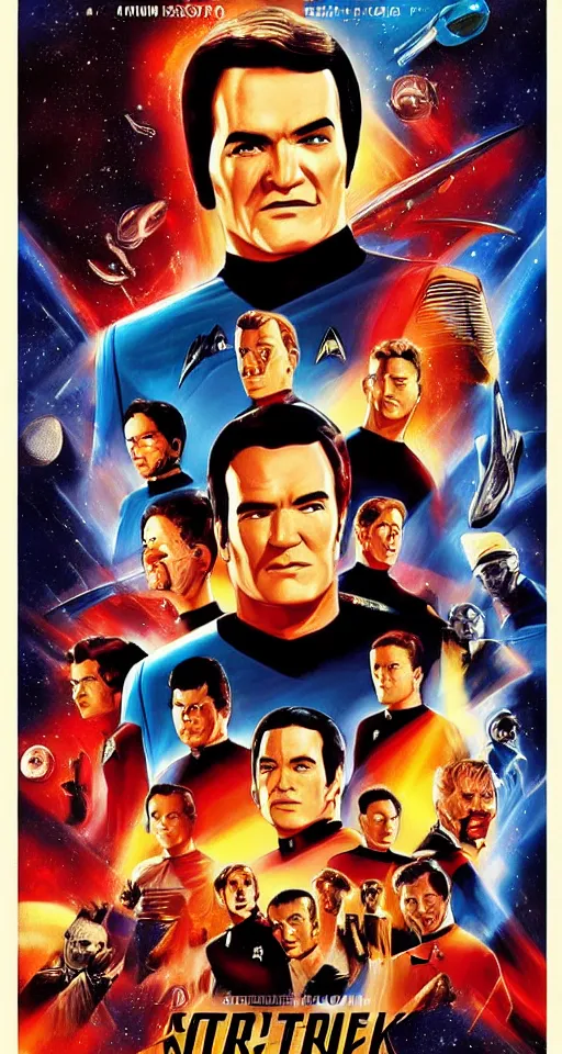 Image similar to movie poster of star trek directed by quentin tarantino in the style of James Verdesoto, highly detailed, photorealistic