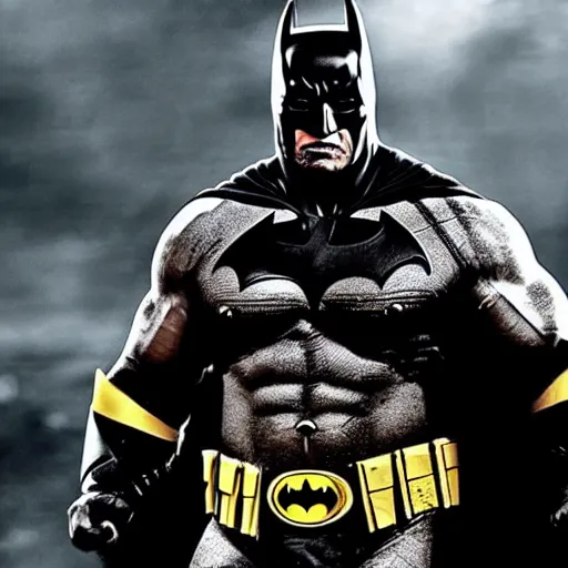 Image similar to Dwayne Johnson as batman , cinematic,