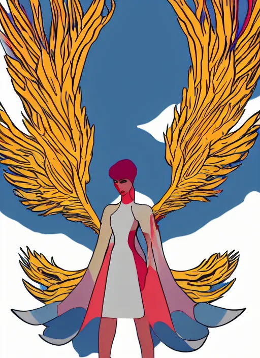 Image similar to white phoenix on salt mountain simple background simplified design geometric graphic design charles jeffrey style