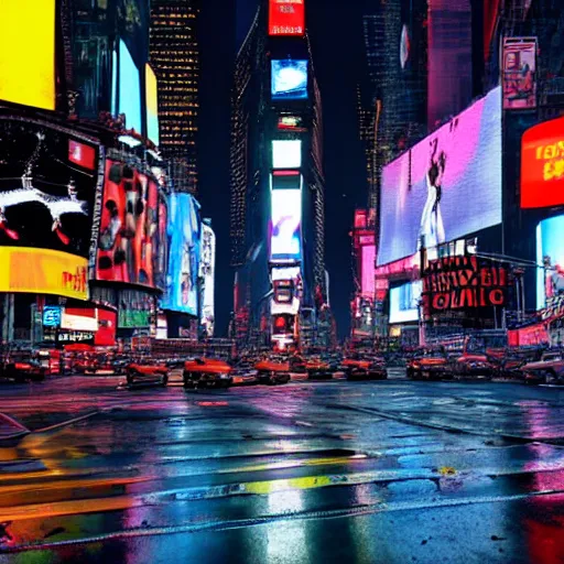 Image similar to times square in a cyberpunk setting